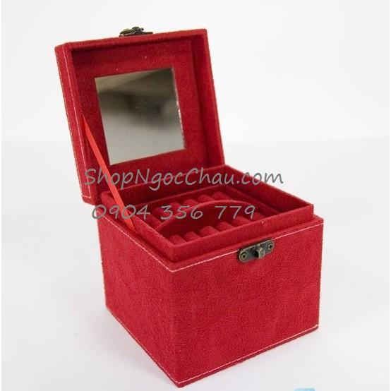 Hộp đựng đồ trang sức 3 tầng bọc nhung