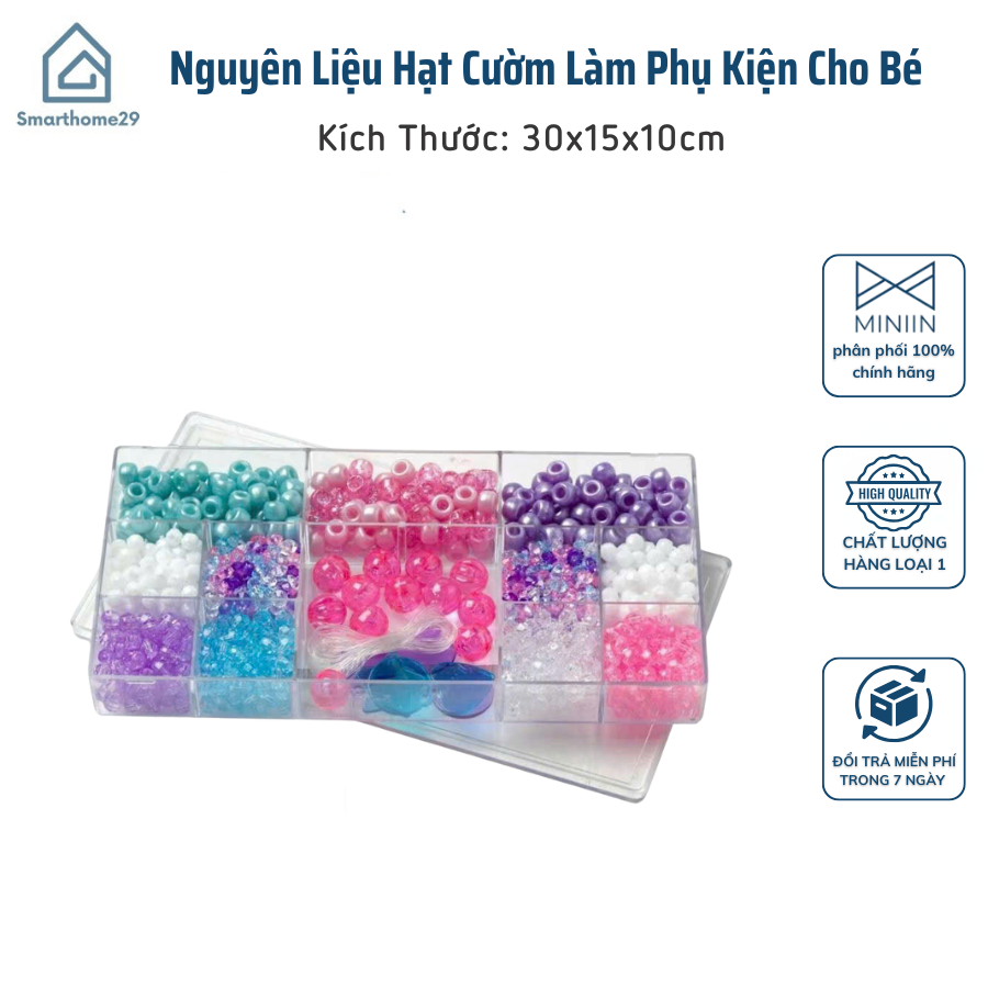 Set Nguyên Liệu Hạt Cườm Tự Làm Phụ Kiện Vòng Cổ, Vòng Tay Cho Bé - HÀNG CHÍNH HÃNG MINIIN