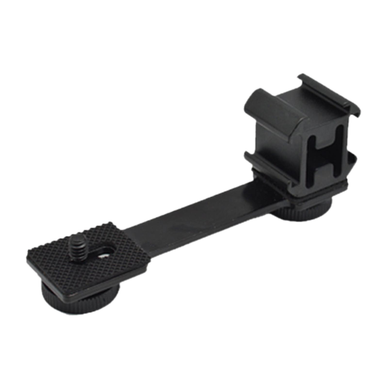 Triple Cold Shoe Mount Universal Extension Bracket Flash Bracket with 1/4 Adapter Compatible for Monopod Tripod DSLR Phone Gimbal Stabilizer