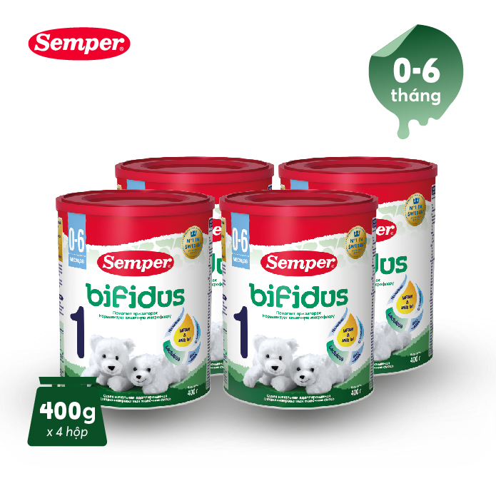 Combo 4 Sữa bột công thức Semper Bifidus số 1 400g/hộp