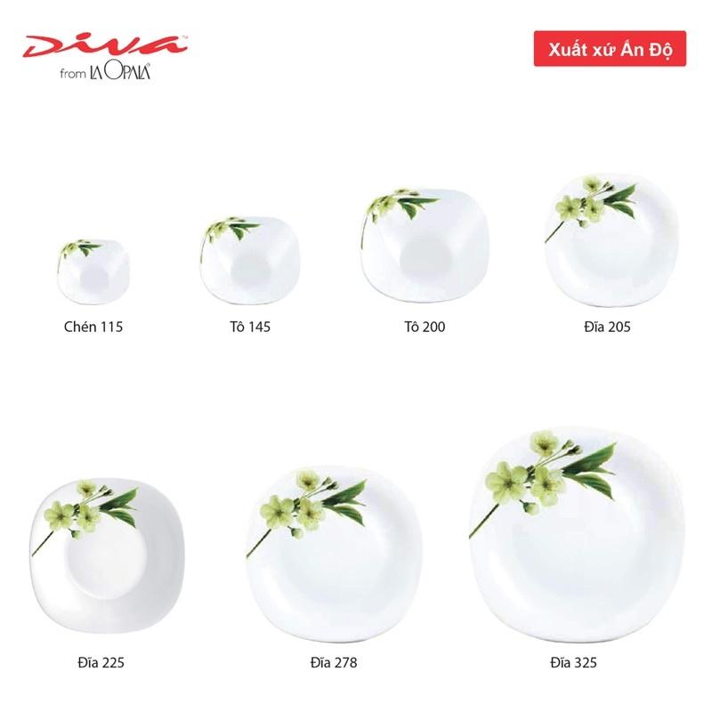 Bát đĩa thuỷ tinh vuông Diva Ivory S.D