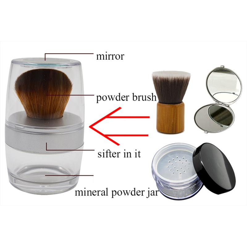 Loose mineral powder bàn chải puff jar foundation brush tool với bột bàn chải và sàng trang điểm bàn chải cho mỹ phẩm