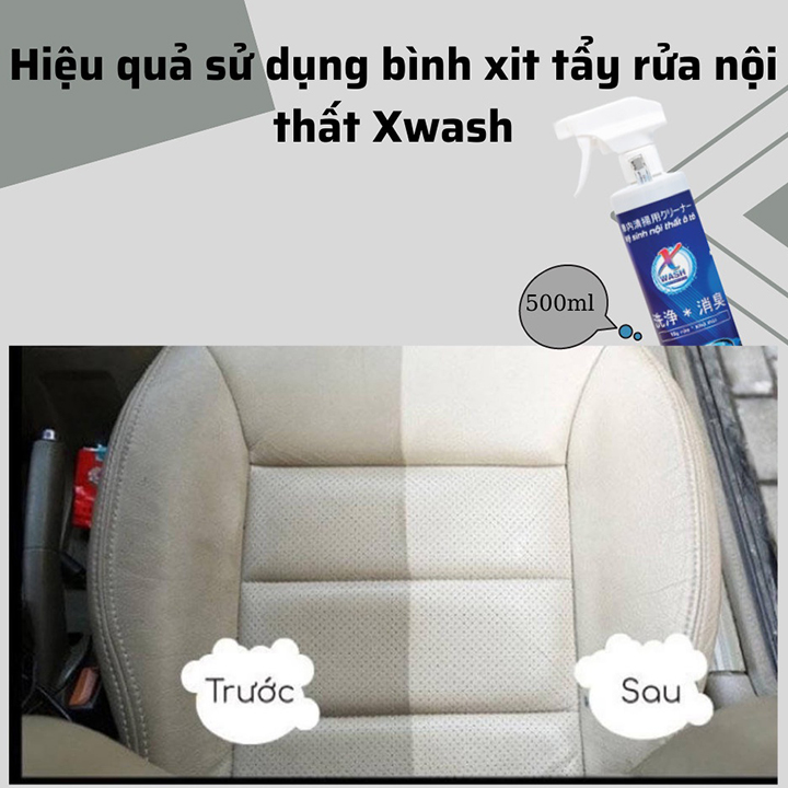 [Kèm Khăn Lau] Chai Xịt Vệ Sinh Kính Và Nội Thất Ô Tô XWASH 500ml, Làm Sạch Khử Mùi Kính, Sofa Nội Thất Xe Hơi