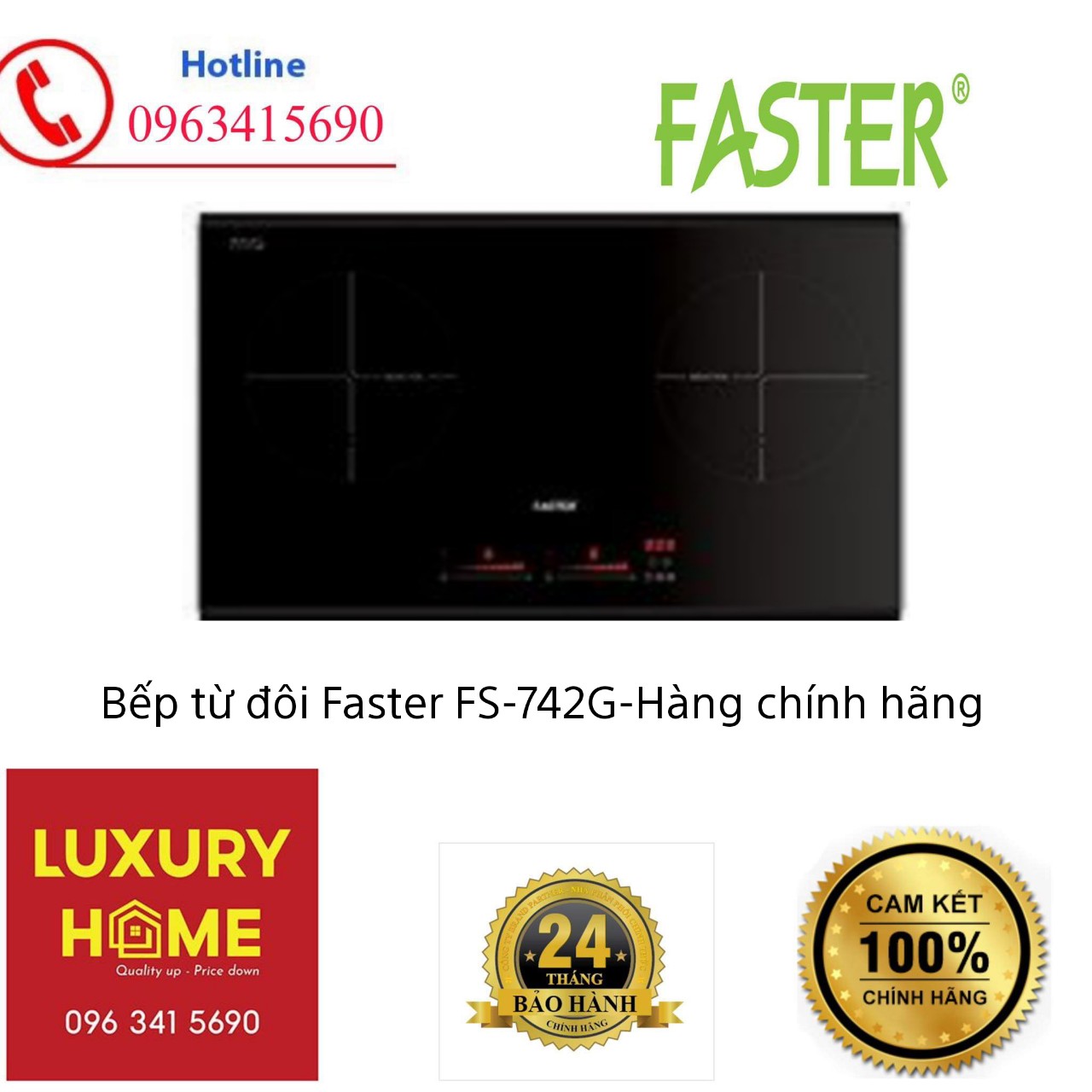 Bếp từ đôi Faster FS-742G- Hàng chính hãng