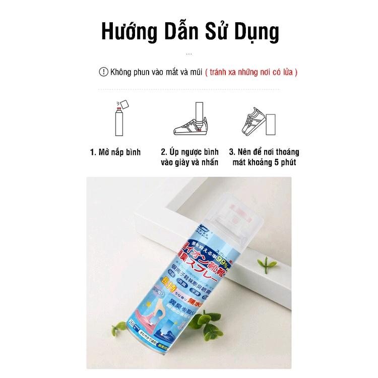 Bình Xịt Khử Mùi Hôi Giày Nhật Bản Hạn Chế MỒ HÔi CHÂN Kháng Khuẩn Mát Lạnh Hương Thơm Giữ Cực Lâu Dài