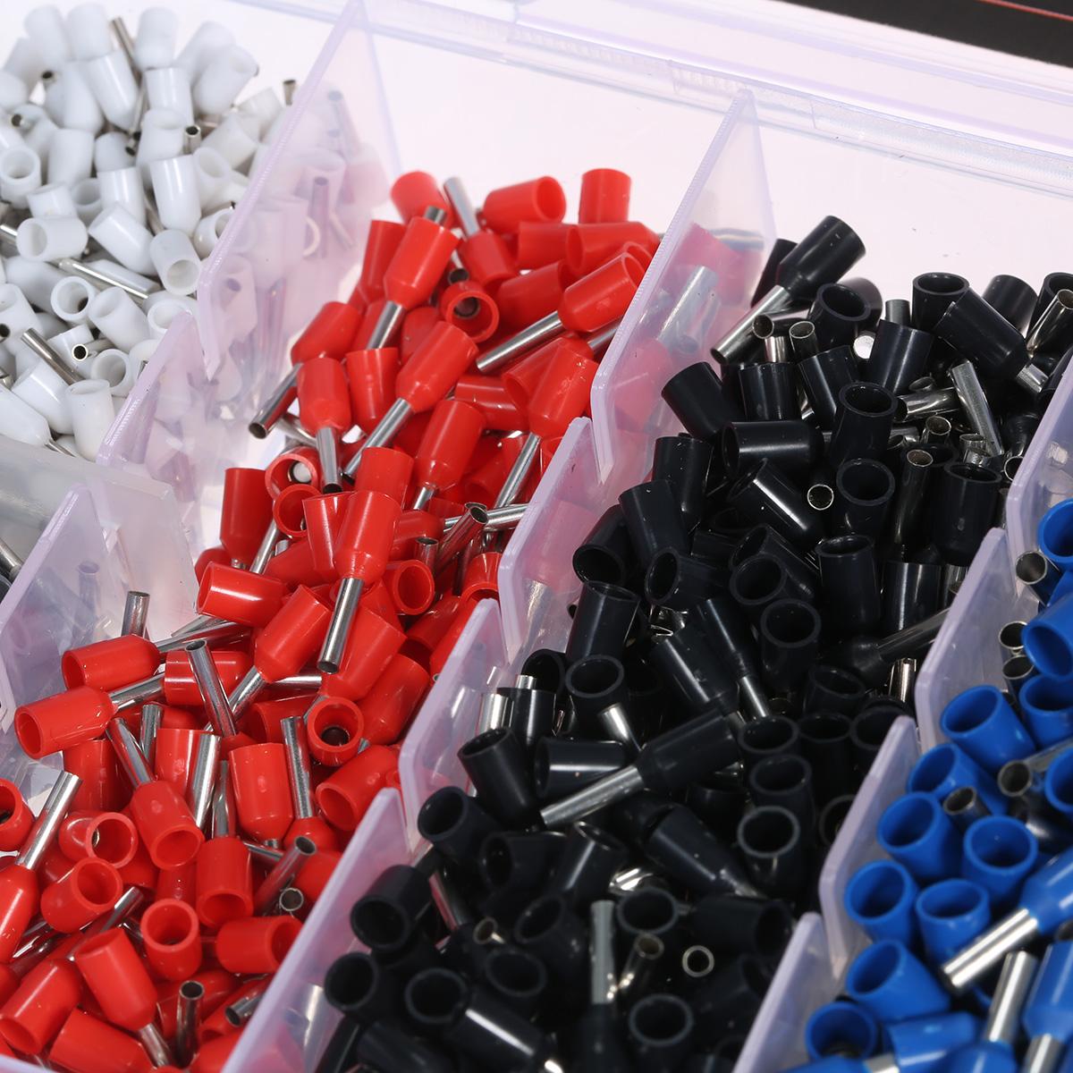 1200Pcs Assorted Wire Ferrule Kit with Crimper 22/20/18/16/14/12/10/7AWG Wire End Ferrules Terminal Ferrule Connectors