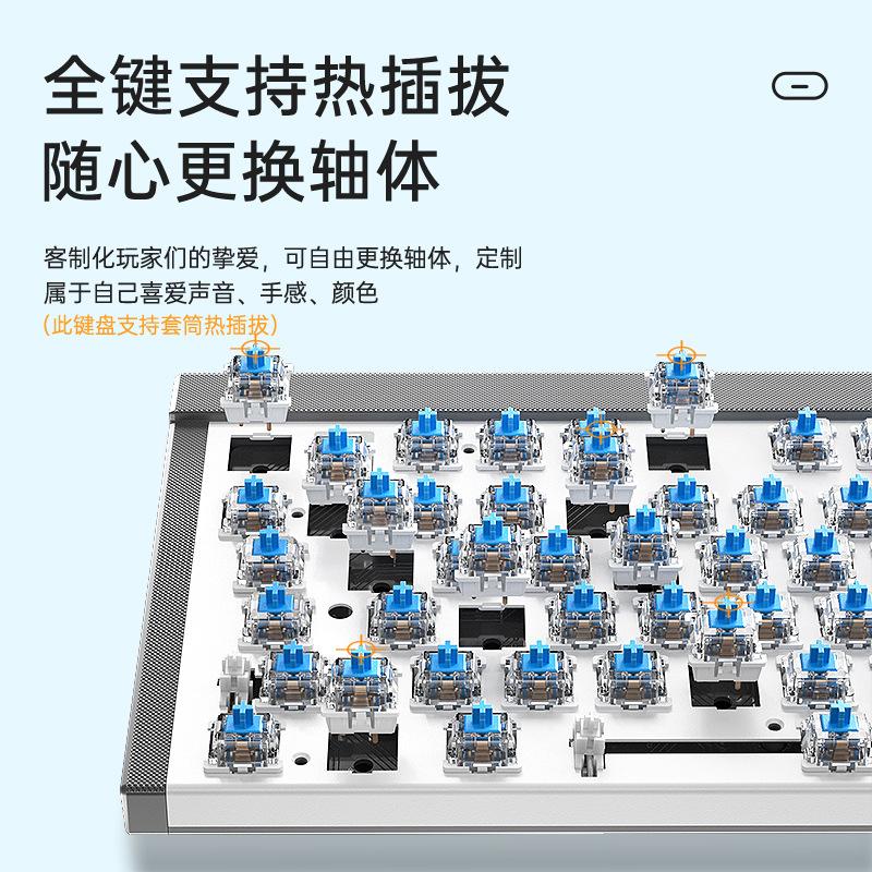 Đảm bảo chất lượng Bàn phím cơ Tarantula F3050 2.4G không dây + có dây chế độ kép tùy chỉnh có thể tráo đổi nóng cho ngành công nghiệp nặng màu xám ánh sáng xanh lam-xanh lục