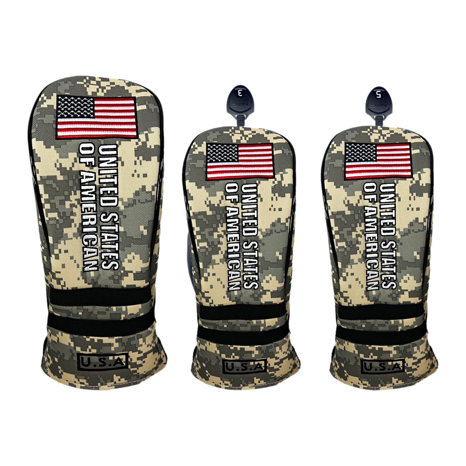 3 Pieces Golf Club Covers with No. Tags Water Resistant Golf Wood Headcover