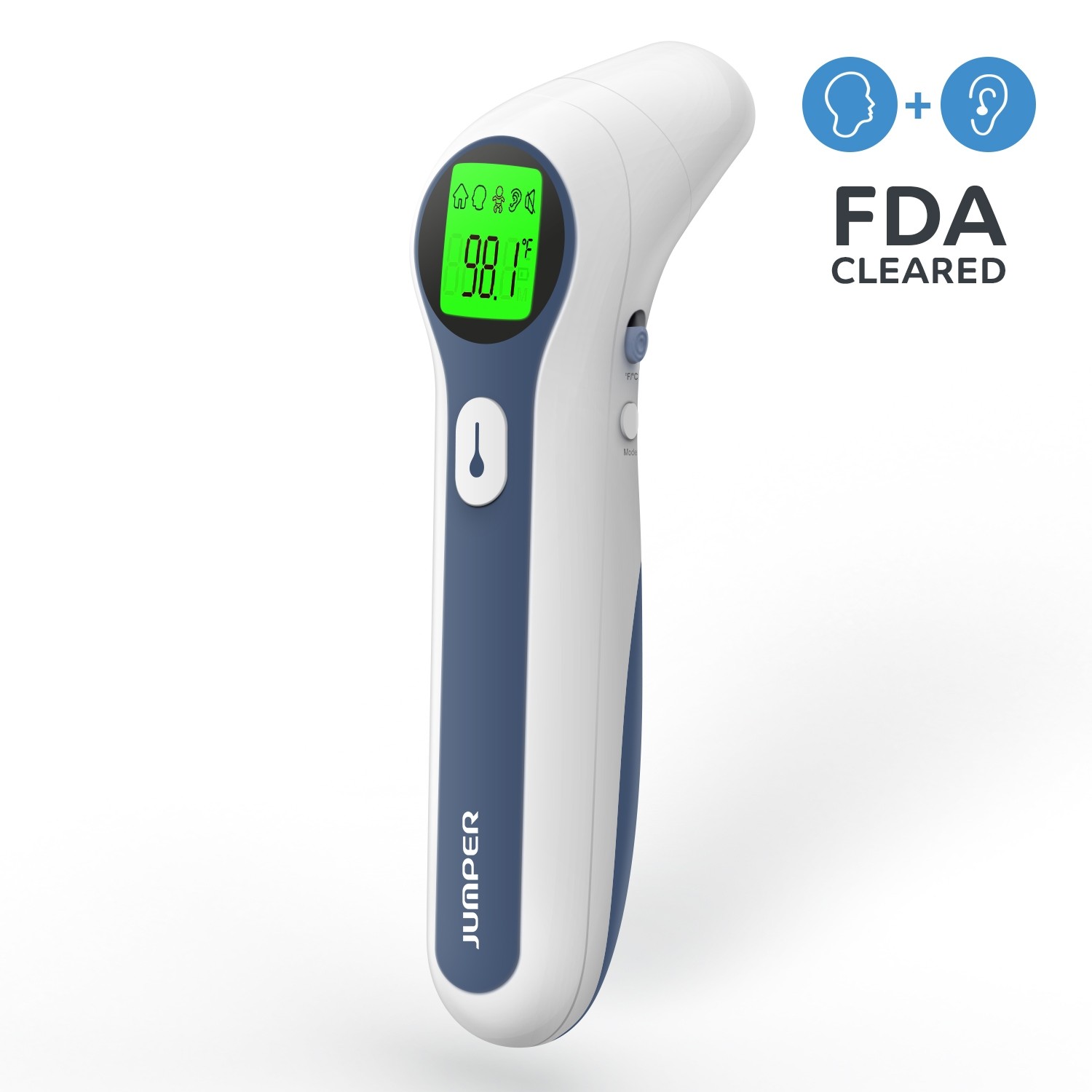 Nhiệt kế điện tử hồng ngoại không tiếp xúc đo trán và tai Jumper FR300 (FDA Hoa Kỳ, xuất USA)