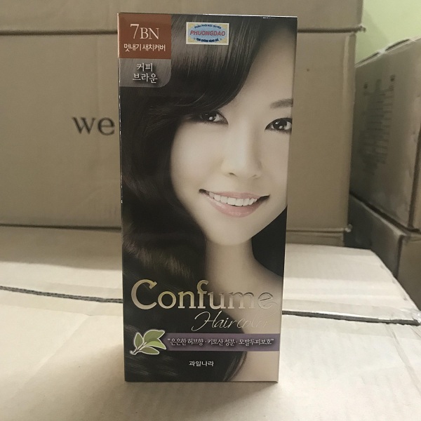 Nhuộm tóc phủ bạc thời trang (Hàn Quốc) Nhuộm tóc Welcos confume hair color 7BN  2 x 60g