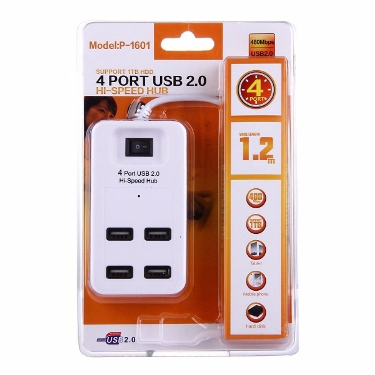 Bộ Chia USB 1 ra 4 có công tắc - Hub USB 4 cổng