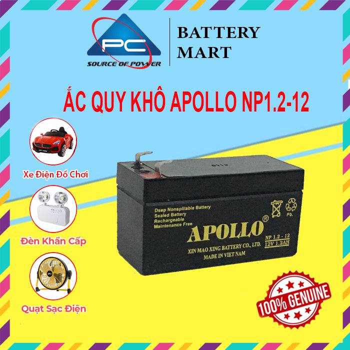 Ắc Quy Apollo NP1.2-12  12V-1.2AH, dùng cho UPS, xe đồ chơi, cung cấp nguồn điện cho DC