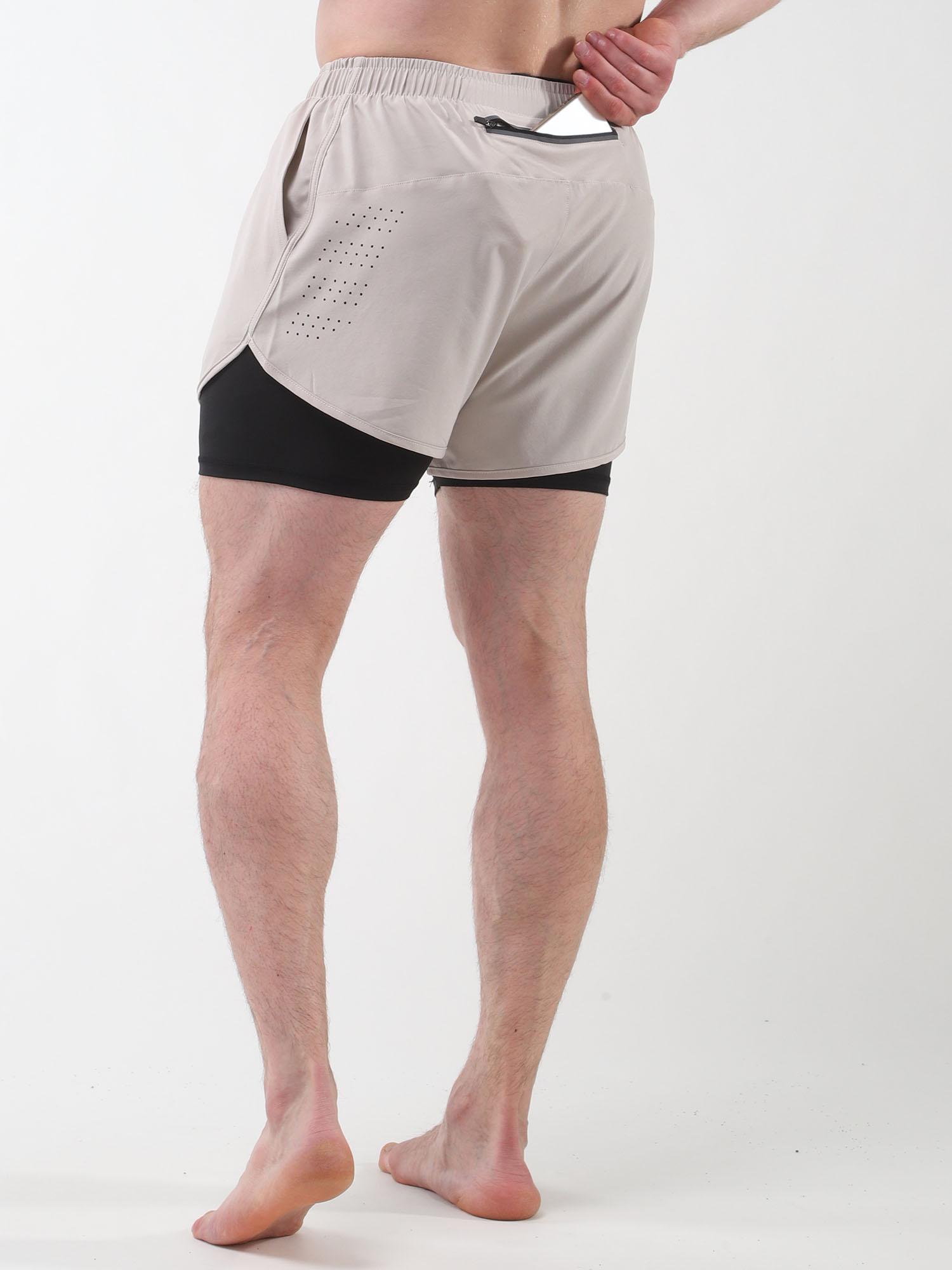 Quần short thể thao nam có lót 2 trong 1 kèm túi Quần short thể dục chạy xe đạp nhanh khô
