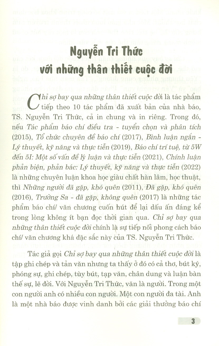 Chỉ Sợ Bay Qua Những Thân Thiết Cuộc Đời