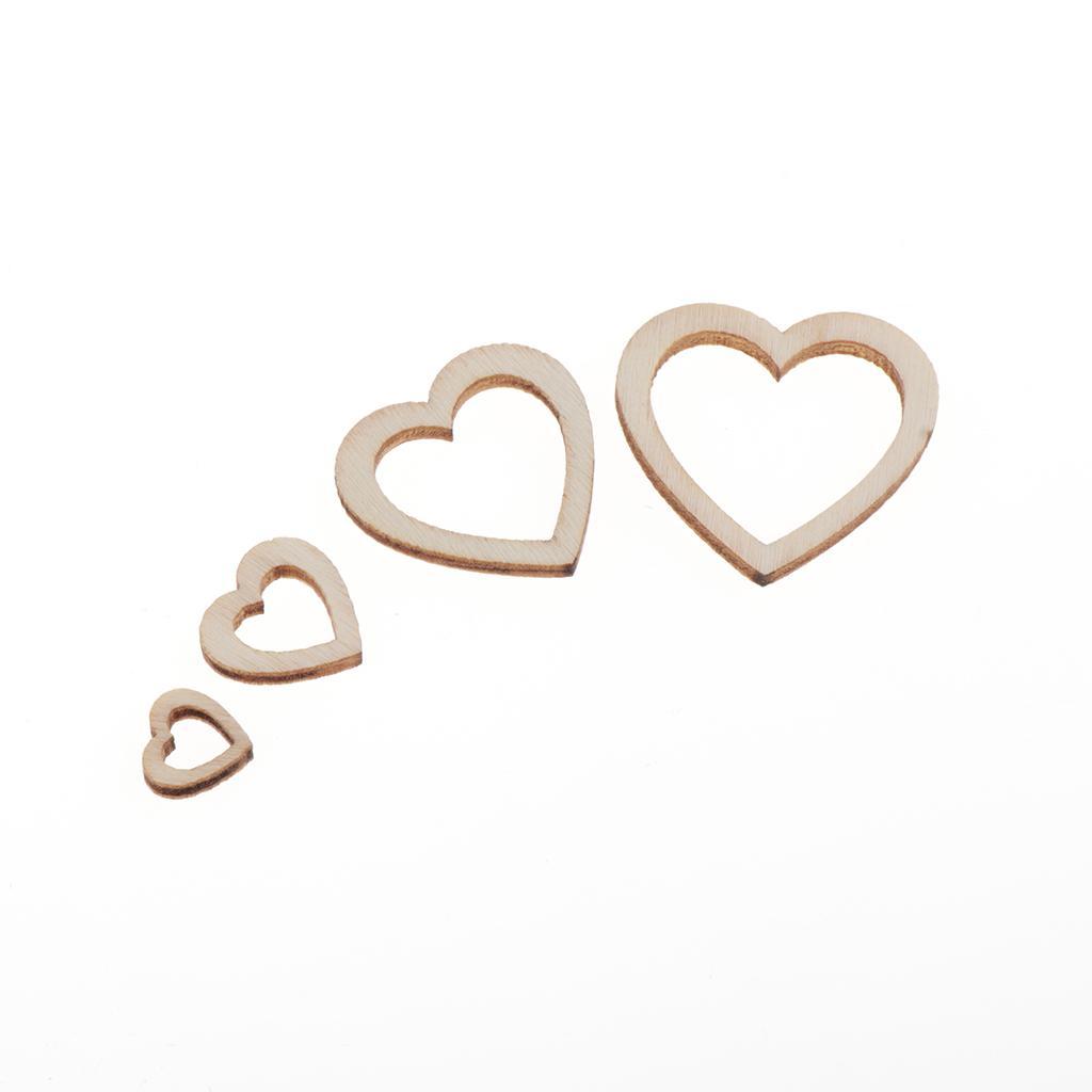 2-3pack 100 Pieces Love Shape Hearts Blank Hollow Wooden Embellishments Crafts