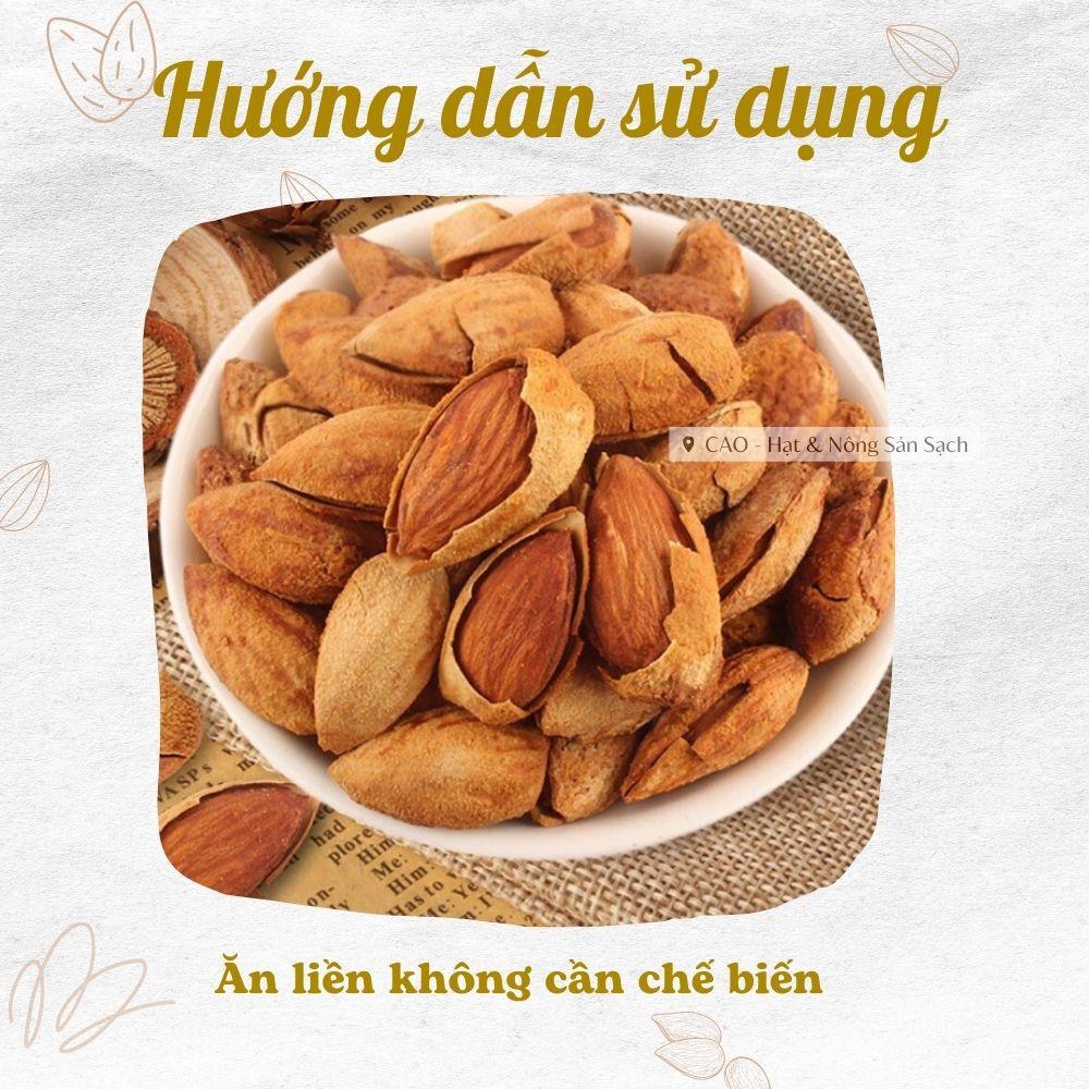 Hạt hạnh nhân rang bơ vỏ mỏng CAO Food nhập khẩu chính ngạch từ Mỹ, hạt siêu thơm giòn và dinh dưỡng