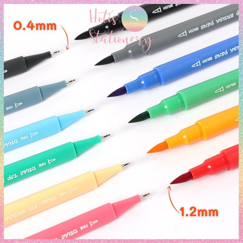 Bút lông hai đầu nắp trong, tô màu vẽ tranh gốc nước Dual tip brush pen - Bộ 48/60/72/100 màu