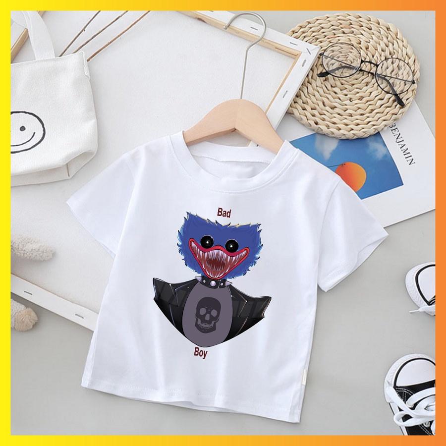 Áo thun Huggy Wuggy TShirt Poppy Playtime áo phông gia đình cặp đôi màu trắng có size cho bé trai bé gái