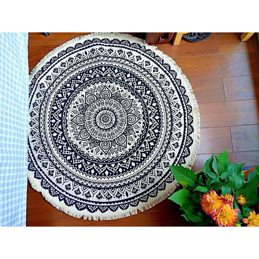 Thảm tròn trải sàn vintage loại dày đường kính 90cm nhiều mẫu