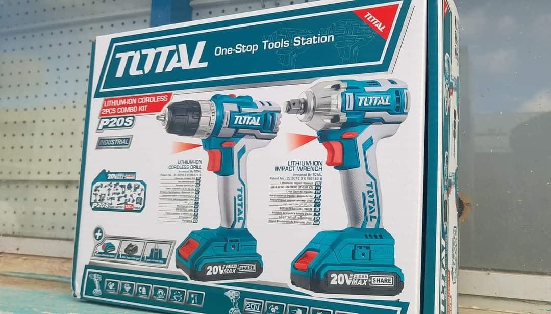 BỘ COMBO MÁY SIẾT BULOONG VÀ MÁY KHOAN DÙNG PIN 20V  TOTAL TCKLI2007 - HÀNG CHÍNH HÃNG