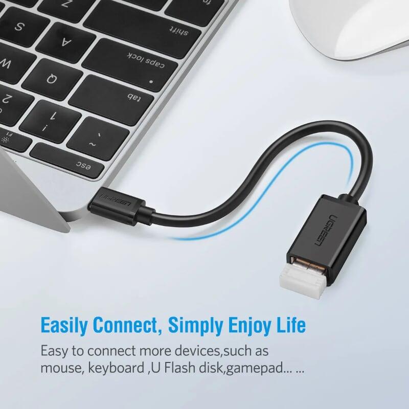 Ugreen UG30701US154TK 13CM Màu Đen Dây USB Type-C sang USB 3.0 - HÀNG CHÍNH HÃNG