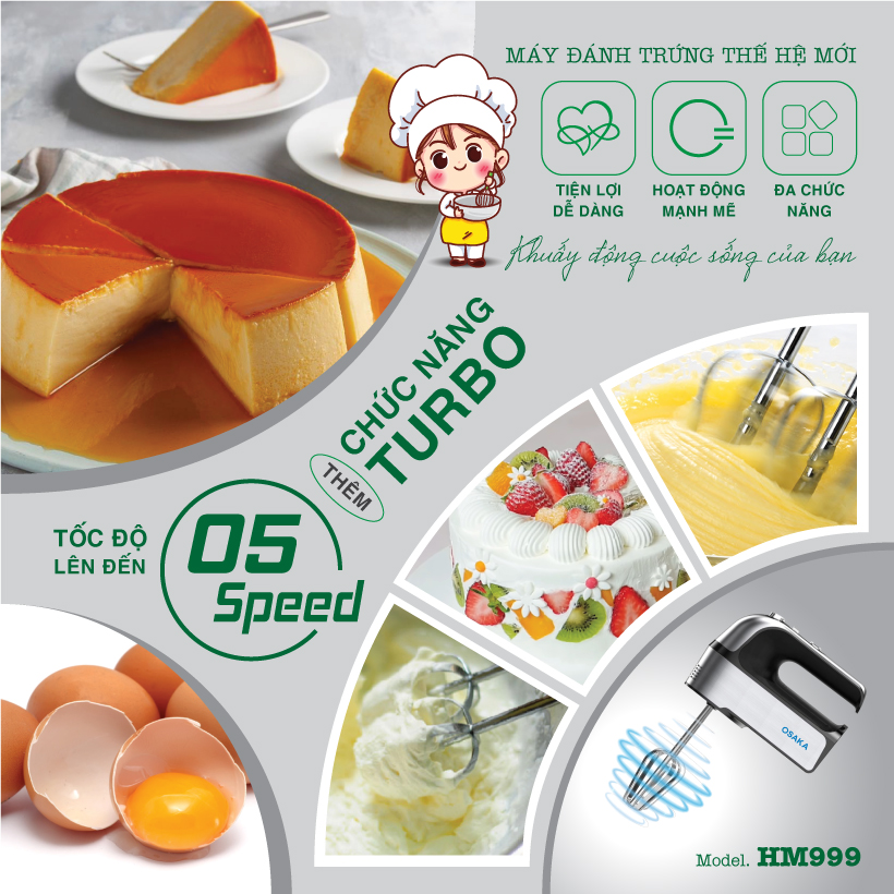 Máy Đánh Trứng Osaka HM999(300W) - Hàng Chính Hãng