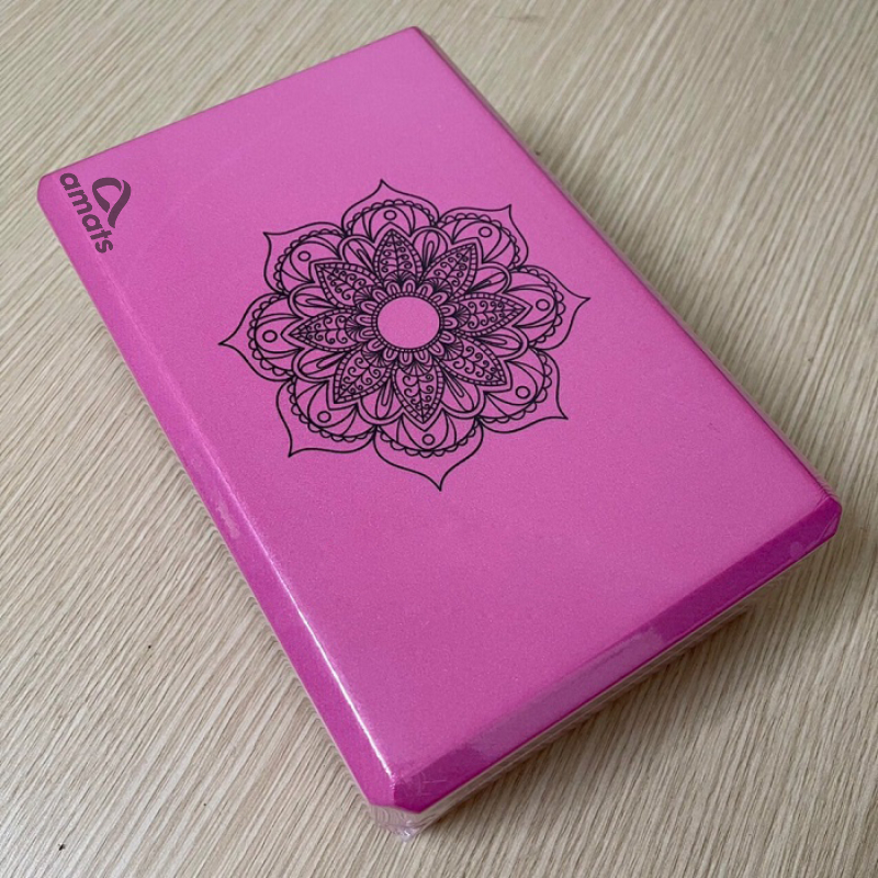 Combo Vòng Trơn Tập Yoga bản rộng 33x20cm + 2 Gạch Yoga In Hoa Mandala - YOGA QG, Vòng Bằng Nhựa ABS Cao Cấp Bọc TPE, Chịu Lực Cao, Gạch Chất Liệu EVA Cứng Cáp