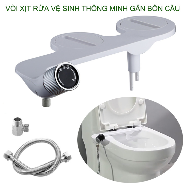 Vòi xịt nước vệ sinh thông minh gắn bồn cầu, loại 2 đầu xịt, kèm phụ kiện (X2T)