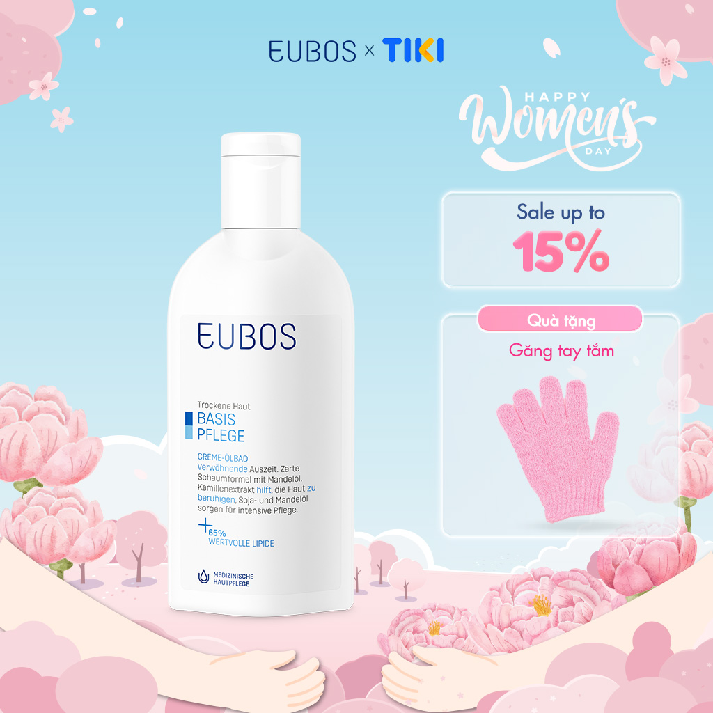 Sữa Tắm Không Kiềm EUBOS Cream Bath Oil Giúp Làm Sạch Dịu Nhẹ, Dưỡng Ẩm Cho Da Khô 200ml