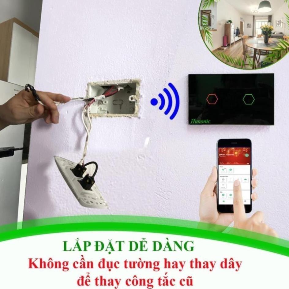 Công Tắc Wifi Hunonic Datic 4 Nút Ấn Chữ Nhật, Bật Tắt Từ Xa Trên Điện Thoại Và Ra Lệnh Điều Khiển Bằng Giọng Nói