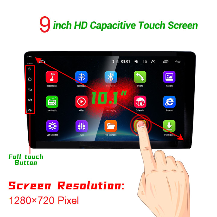 Màn hình DVD Android 9-10 inch tích hợp 4G, Wifi, Ram 3G, Rom 32G - Màn hình QLED siêu nét, viền cong 2,5D hiện đại