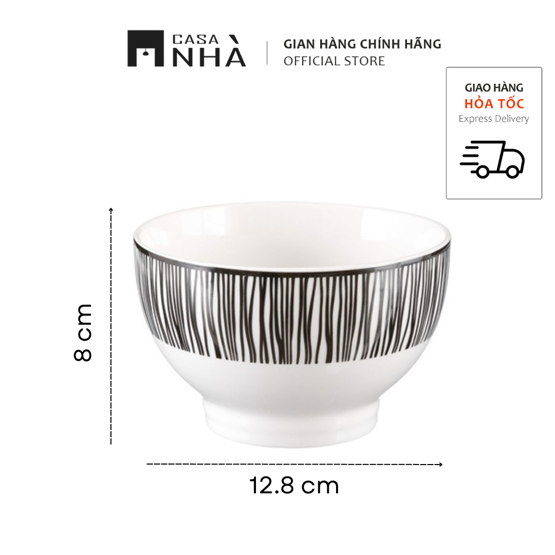 Tô gốm sứ hoạt tiết BOHEMIA - Bát ăn cơm họa tiết phong cách Nhật Bản