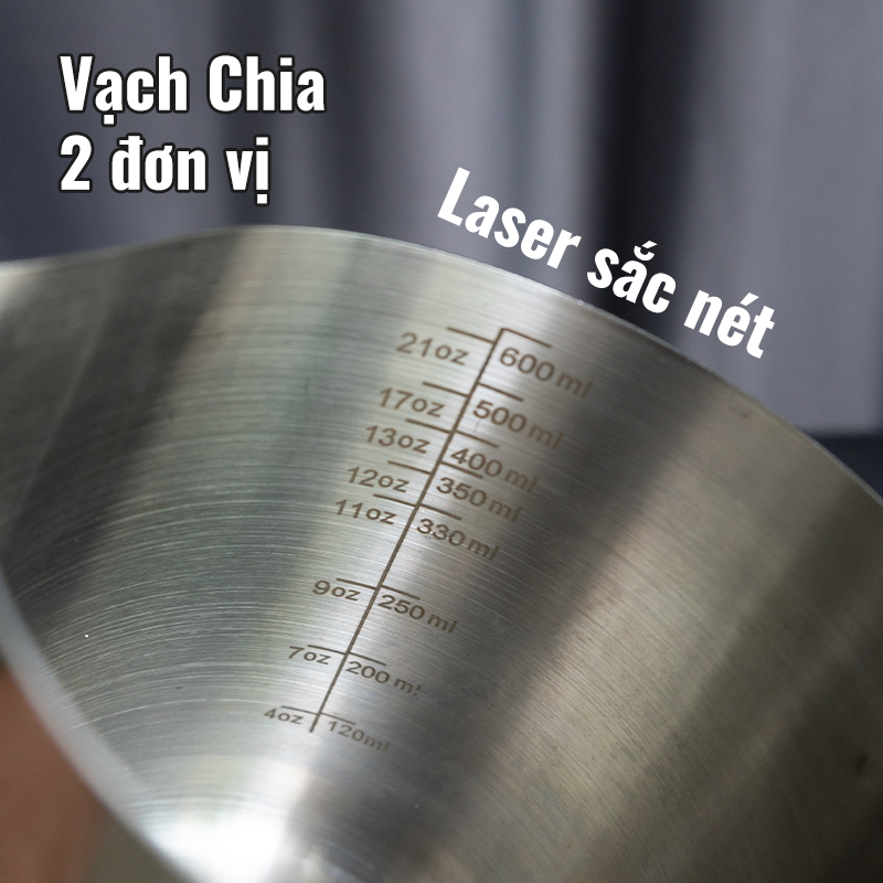 Ca đánh sữa inox HighTechGate 600ml MP60, tạo bọt sữa có cảm biến nhiệt độ, pha chế cà phê, cappuccino, lattee tiện lợi, hàng chính hãng