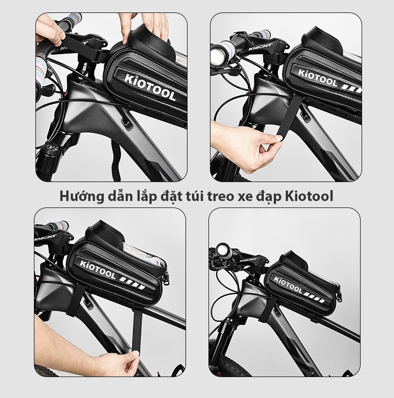 Túi treo sườn xe đạp vỏ cứng chống nước Kiotool đựng điện thoại
