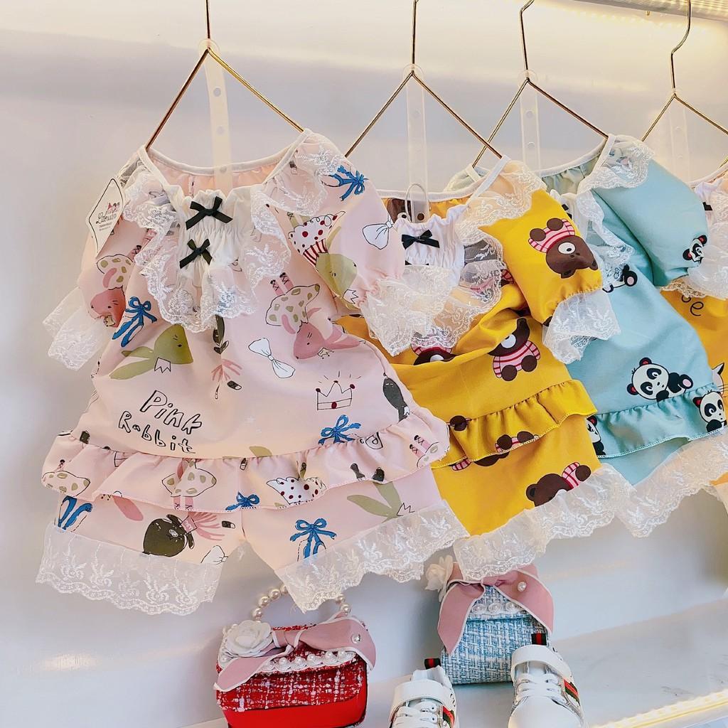 Bộ pijama phối ren hình QATE685 cho bé gái