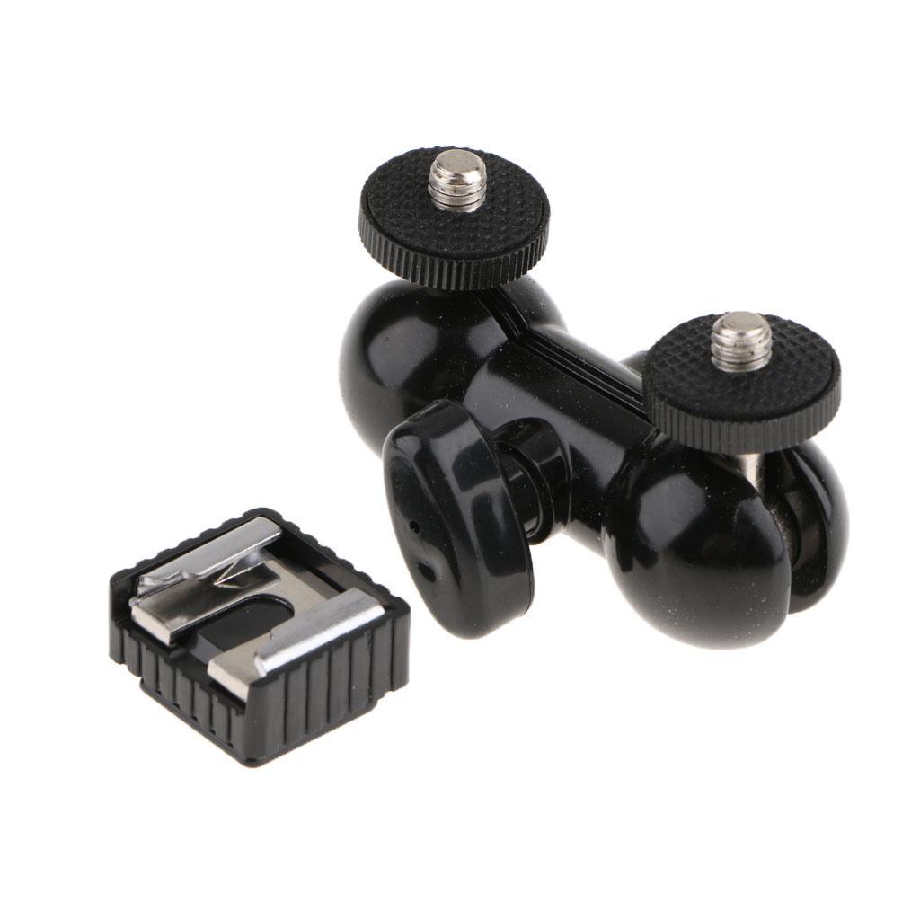 360 Degree Double Ballhead & 1/4" Screw for LED Lights Flash Lights Monitor