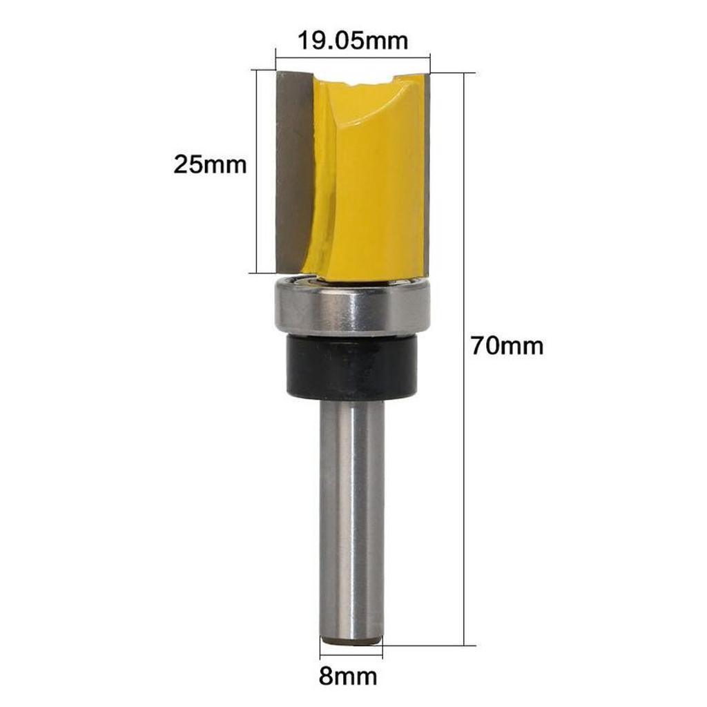 2Pcs 8mm Shank Router Bit Flush Trim Router Bit 3/4" Cutting Dia