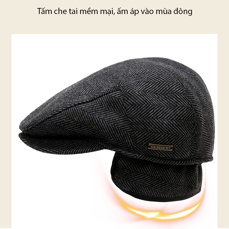 Mũ Beret Nam Thu Đông Có Che Tai Phong Cách Cổ Điển Anh MN045