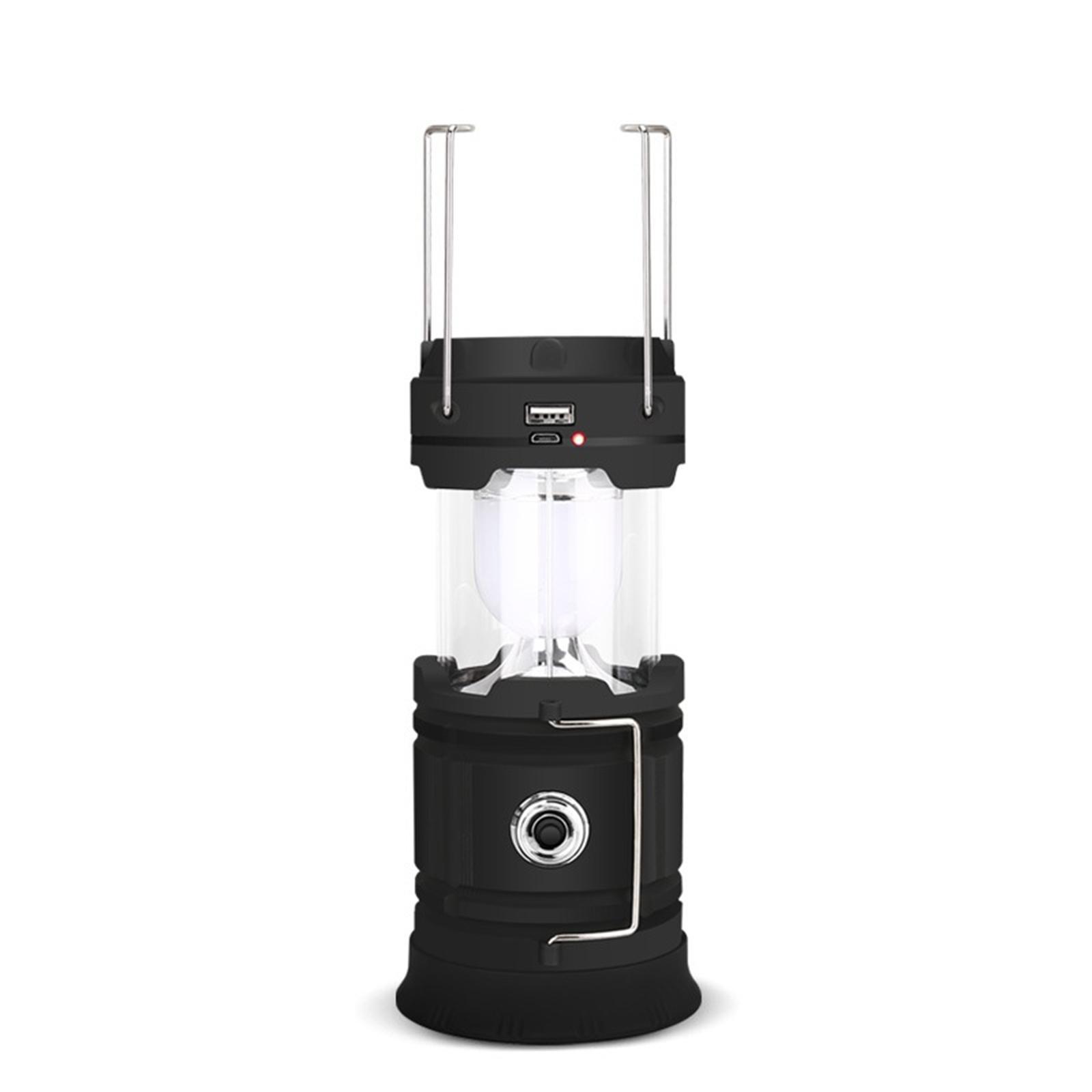 Vintage Solar Outdoor Camping Lantern Tent Light Patio Hanging Light Lamp Black