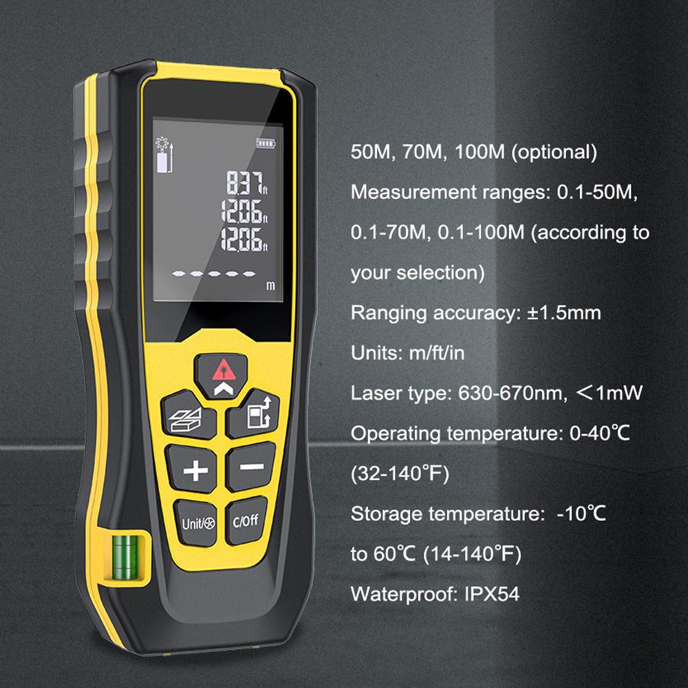Handheld Laser Rangefinder High-precise Electronic Measuring Ruler Multifunctional Length Area Volumes Measuring Device LCD Display Distance Meter Digital Ranges Finder