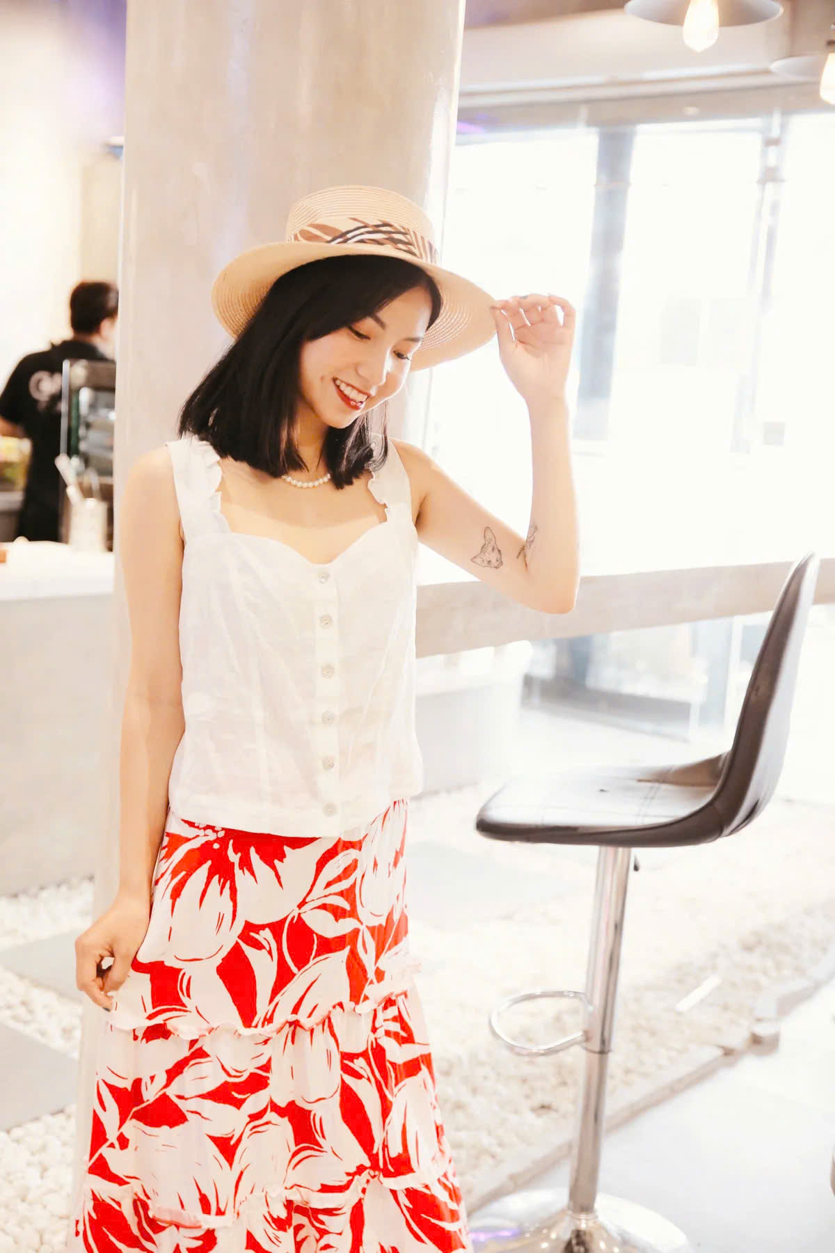 Váy Maxi Lưng Thun Cotton Lá Đỏ, Váy Maxi Phong Diễm thời trang thiết kế Hity Ski034