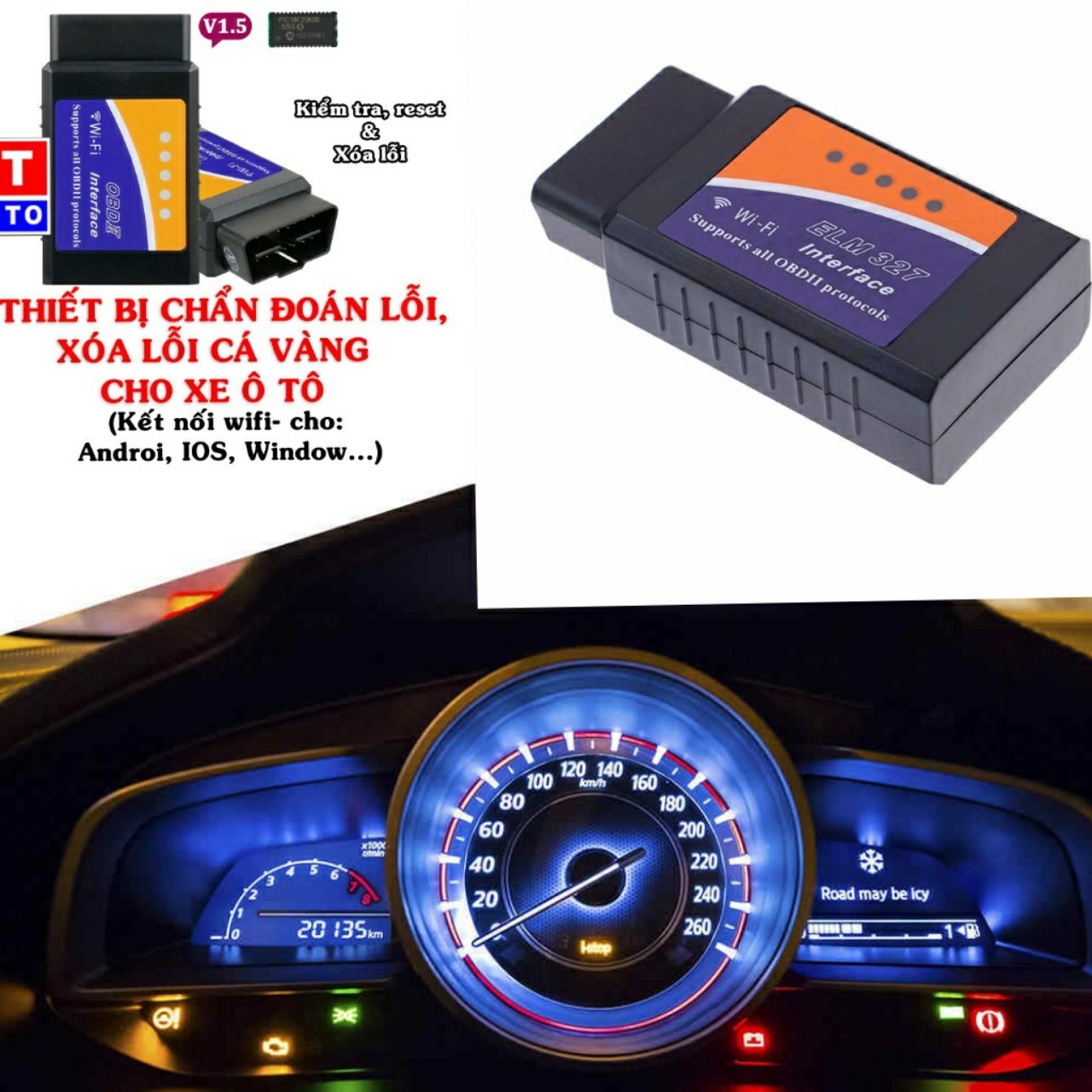 LOẠI TỐT) Máy kiểm tra đọc xóa lỗi OBD2 ô tô bản wifi mẫu mới tex nhanh khắc phục báo lôi trên ô tô