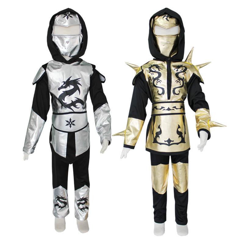 Ninja Trang Phục Trẻ Em Vàng Bạc Rồng Ninja Trang Phục Có Mũ Áo Sơ Mi Quần Kèm Mặt Nạ Carnival Trang Phục
