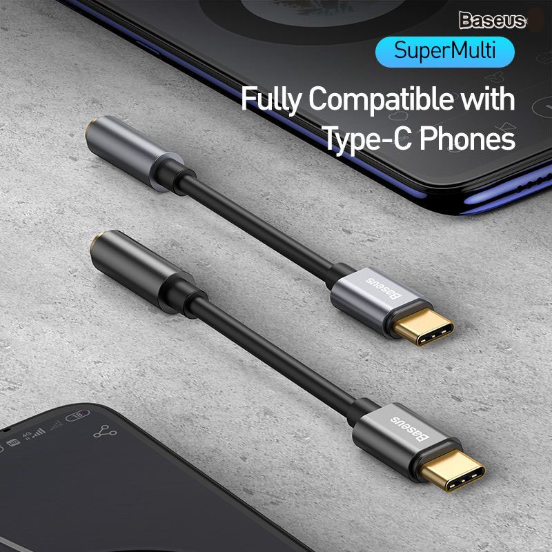 Đầu chuyển Type C sang Audio AUX 3.5mm Baseus L54 -Hàng Chính Hãng