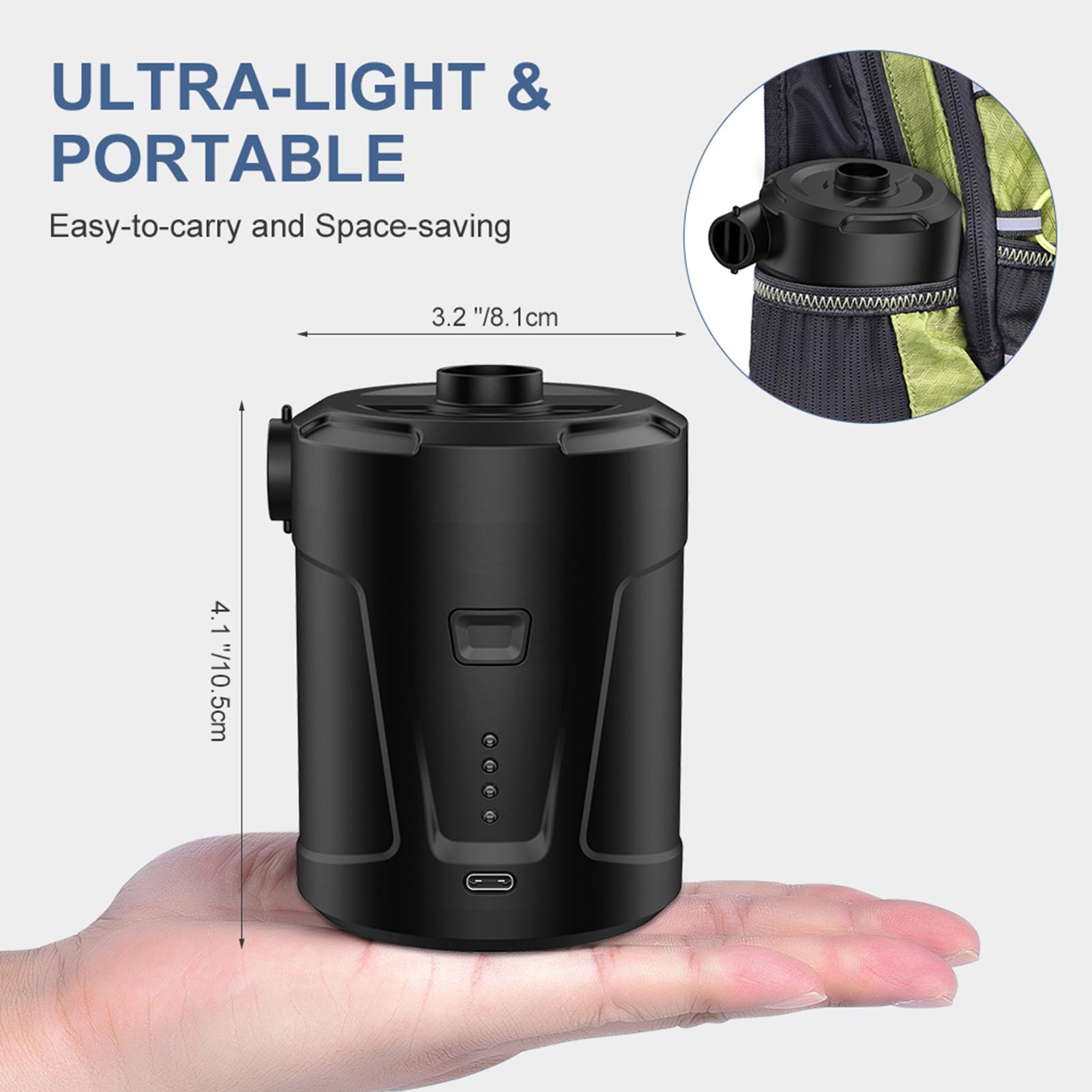 Electric Air Pump Rechargeable Air Mattress Pump Fast Air Inflator with 3 Nozzles for Camping Inflatable Mattresses Air Beds Boats Inflatable Sofas Round Black