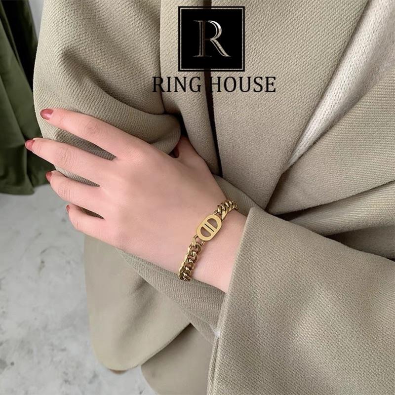 Lắc Tay Vòng Tay Nữ Dây Xích Titan Không Gỉ Vàng Gold Cá Tính DO Đẹp Ring House