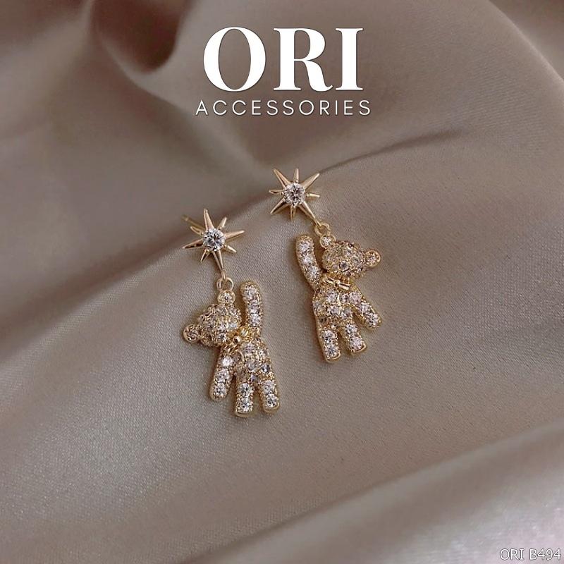 Bông tai nữ hình gấu Teddy xinh xắn đáng yêu ORI ACCESSORIES B494