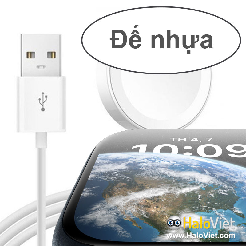 Dây cáp sạc USB cho đồng hồ Apple Watch series 1 / 2 / 3 / 4 / 5 / 6 / 7 / 8 / 9 / SE / Ultra / Ultra 2 dài 1m chất liệu đế nhựa và kim loại cao cấp