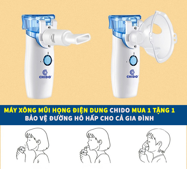 COMBO Nhiệt kế điện tử hồng ngoại và máy xông mũi họng cầm tay Chido công nghệ Nhật Bản dành cho gia đình