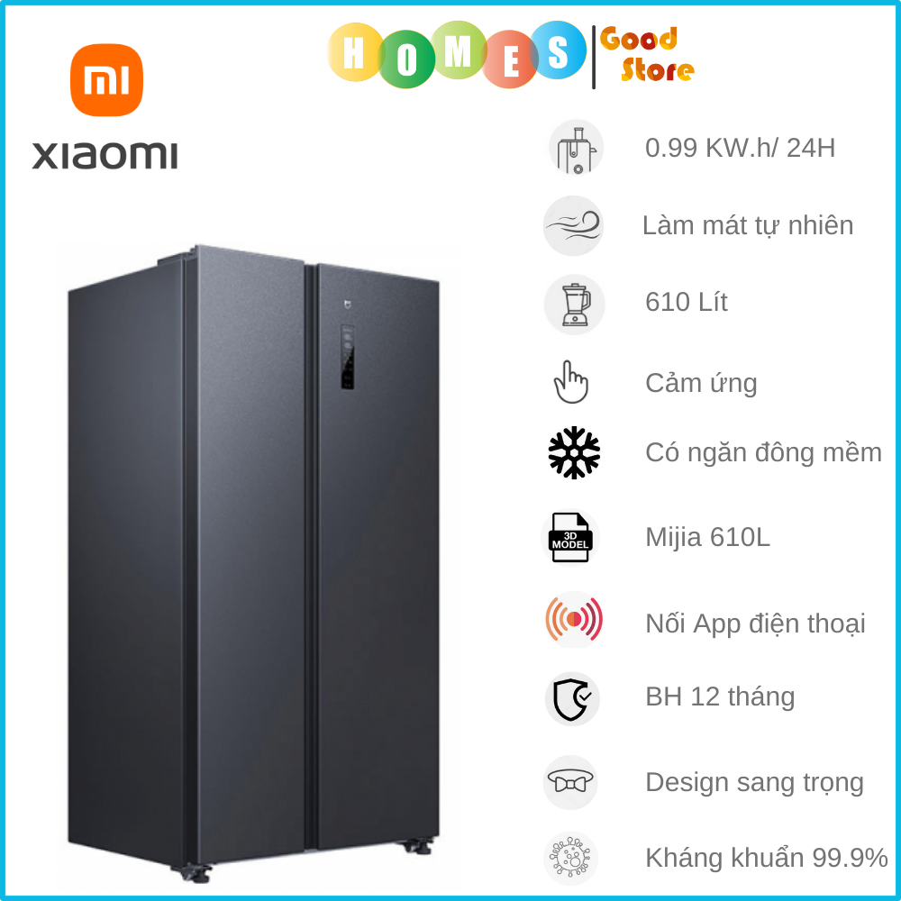 [Chỉ Giao Bên Ngoài Quá Cồng Kềnh ] Tủ Lạnh Xiaomi Mijia 610L – Siêu Tiết Kiệm Điện, 20 Ngăn Chứa, Kháng Khuẩn 99,99%, Độ Ồn Thấp, Kết Nối App - Hàng Nhập Khẩu
